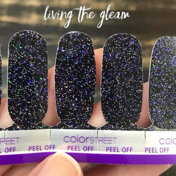Color Street Living the Gleam Press-On Nails - Black and Purple Glitter - Picture 3 of 4